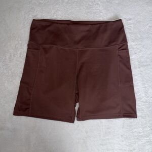 Danskin Women's High Rise Bike Shorts with Pockets Brown Acadia XXL Plus Size 18